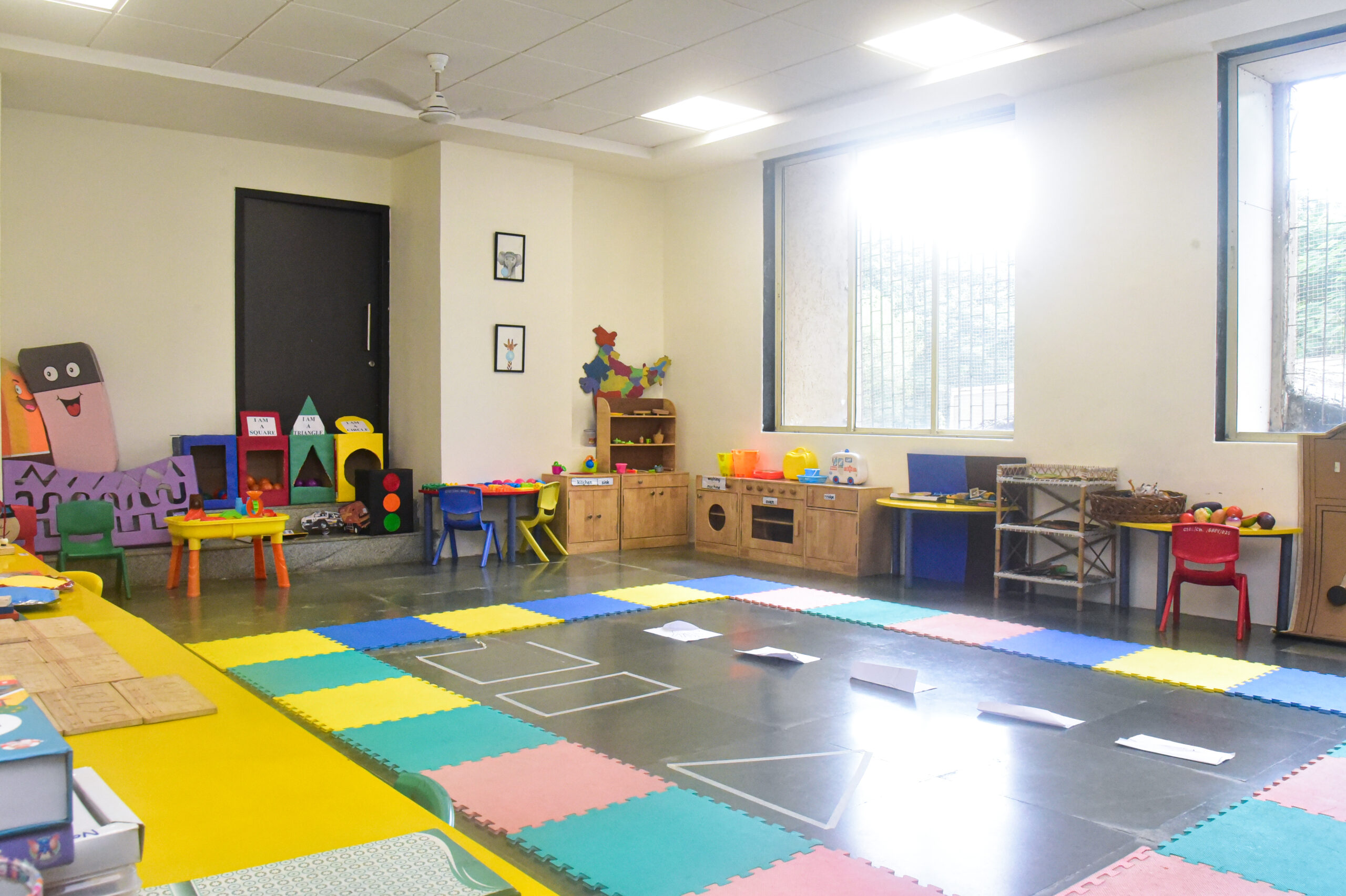 Fully air-conditioned, child-friendly classrooms designed for comfort and safety 